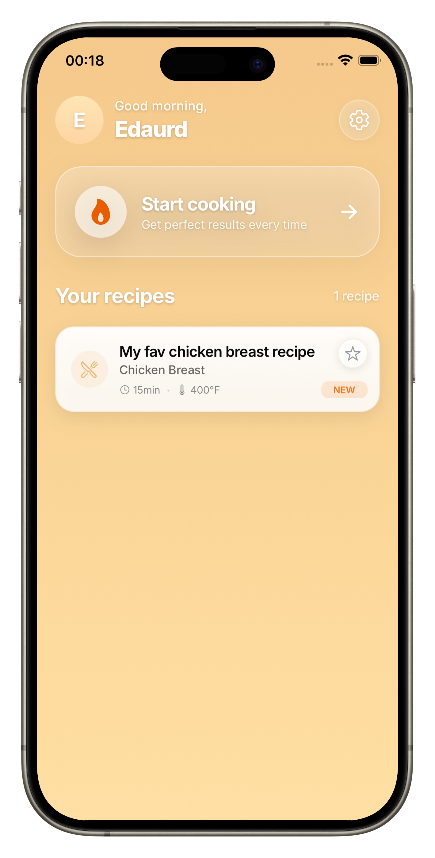 AirFryer Genius home screen